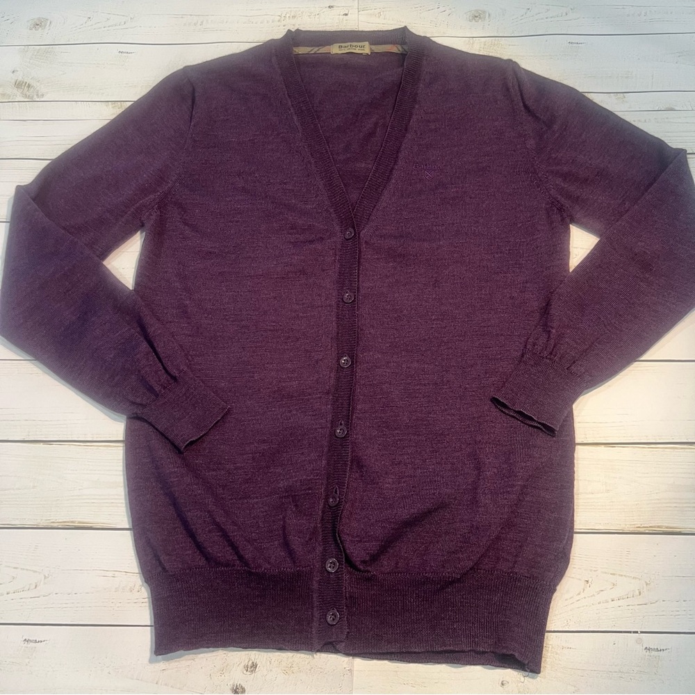 Barbour Valerie V-neck Cardigan Women’s Sz12 Purple